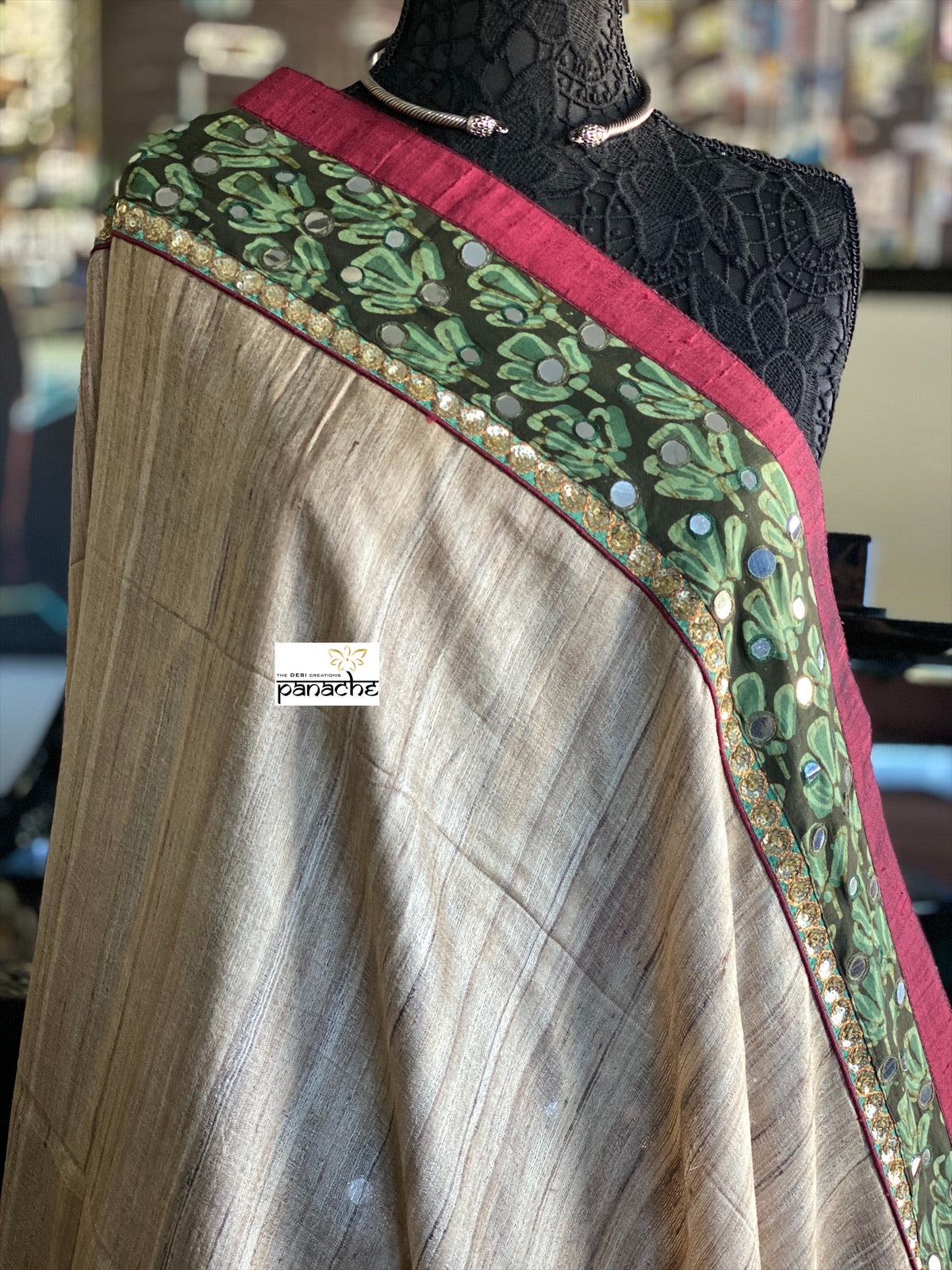 Designer Tussar Silk - Gicha Banarasi Border