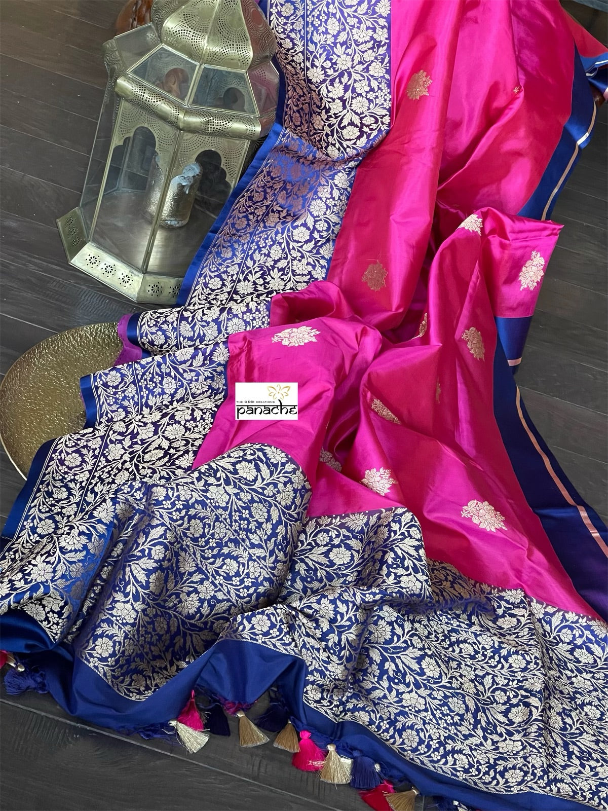 Katan Silk Banarasi - Magenta Pink Blue