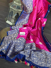 Katan Silk Banarasi - Magenta Pink Blue