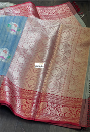Soft Dupion Banaras Saree - Onion Pink Magenta Meenakari