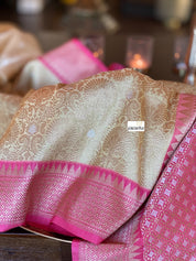 Pure Katan Silk Banarasi - Light Butter Yellow Golden Zari woven