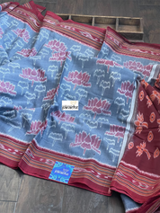 Pure Sambalpuri Cotton - Grey Pink Lotus