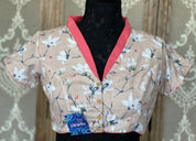 Designer Blouse - Peach Pink Floral Design