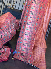 Muslin Soft Silk Printed - Peach Orange Maroon