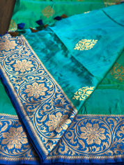 Pure Silk Banarasi - Sea Green Dual Shaded