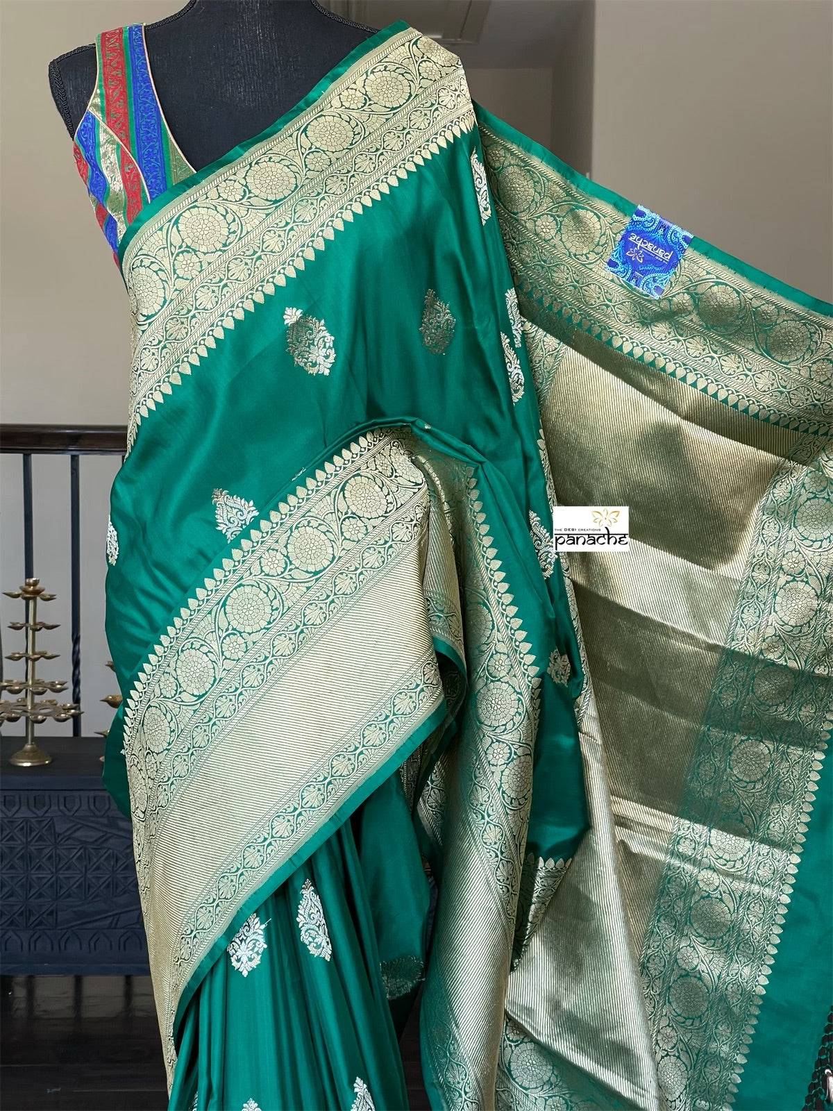 Pure Katan Silk Banarasi - Green Antique Zari