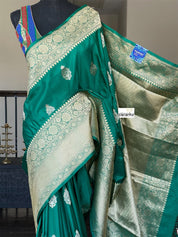 Pure Katan Silk Banarasi - Green Antique Zari