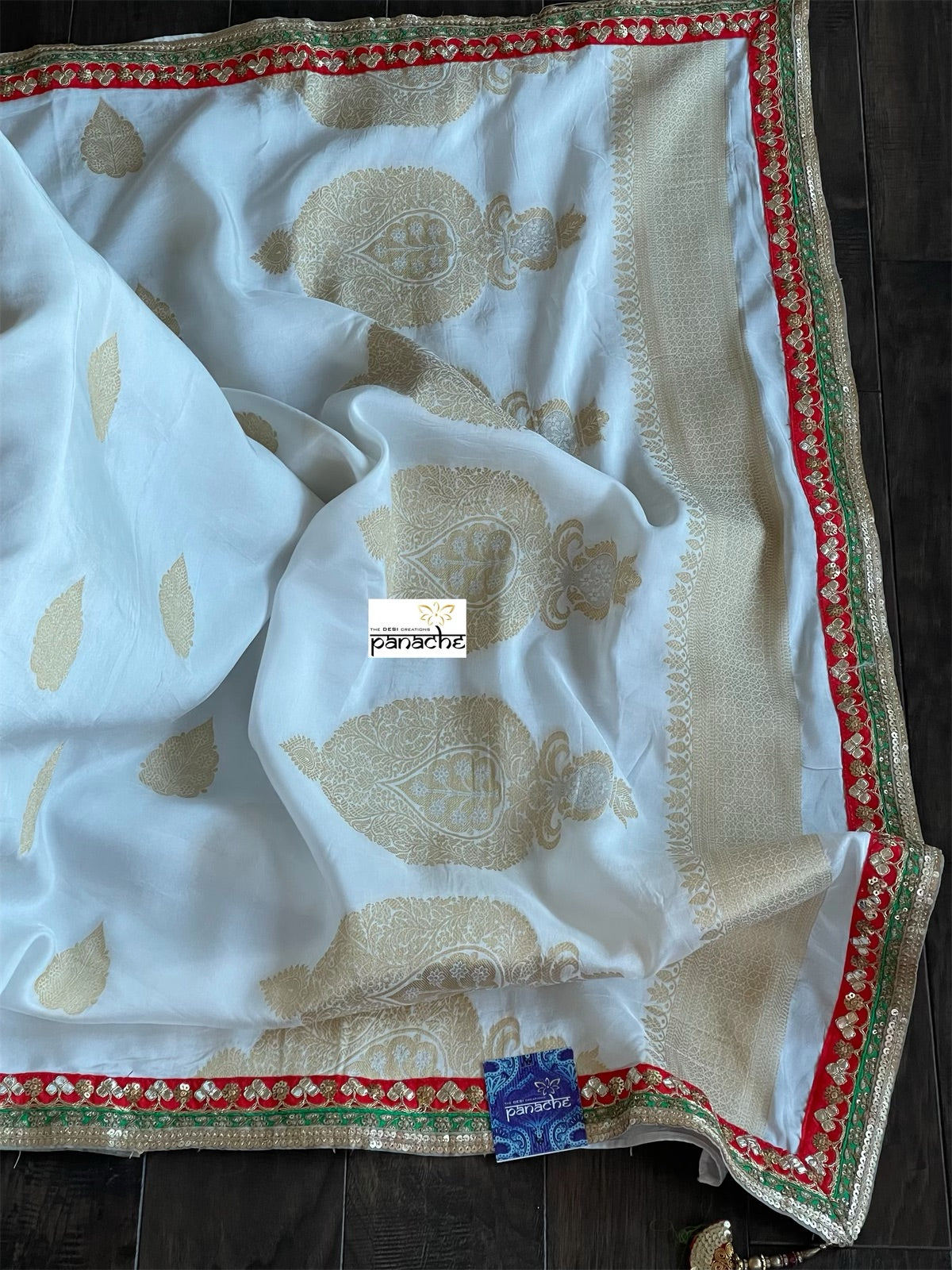 Designer Soft Silk Banarasi- Off White Gold Zari