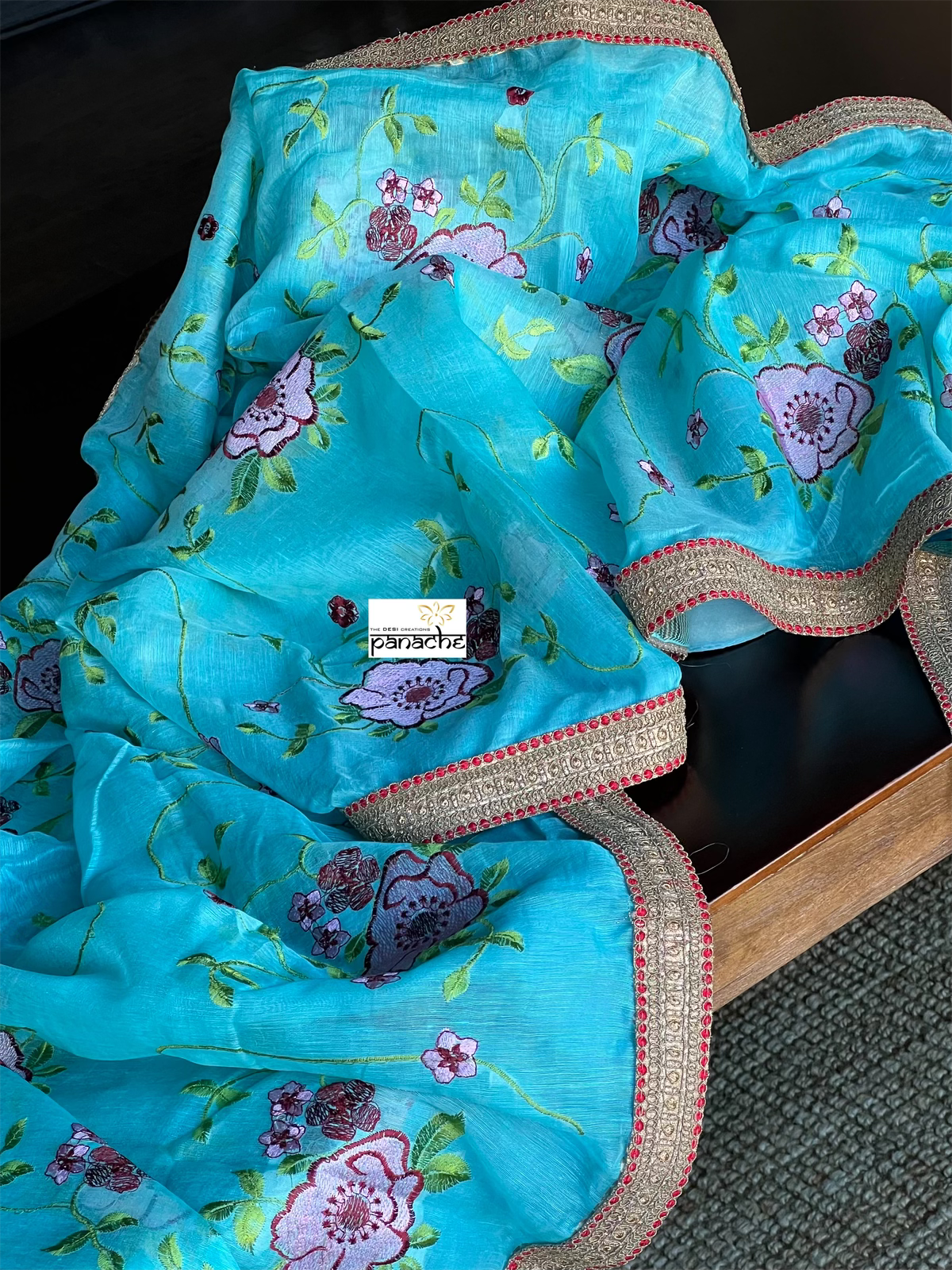 Designer Linen - Firozi Embroidered