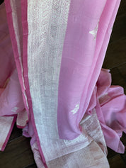 Khaddi Georgette Silk Banarasi - Pink Khadhua Woven