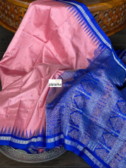 Pure Silk Bomkai - Pink Royal Blue