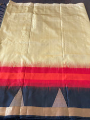 Pure Silk Kanjivaram - Ochre Golden Yellow Red Black