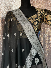 Designer Blouse - Black Zari Jangla woven 2