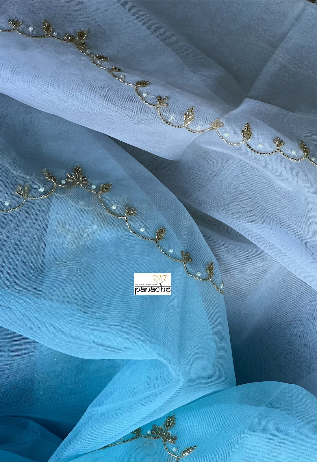 Designer Organza - Shaded Light Blue