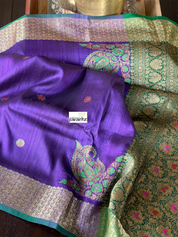 Tussar Silk Banarasi - Purple Green Jewel Tone