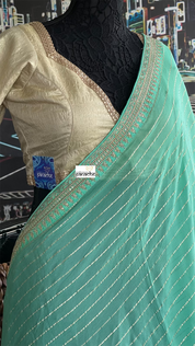 Designer Georgette - Sea Green Embroidered