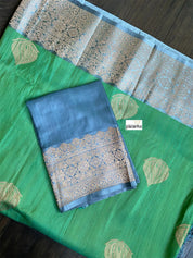 Tussar Silk Banarasi - Green Grey