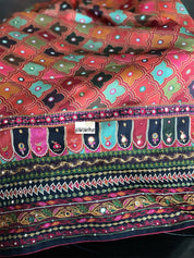 Designer Satin Georgette Silk - Brown Rust Multi Color