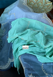 Designer Organza - Shaded Gray Pista Green