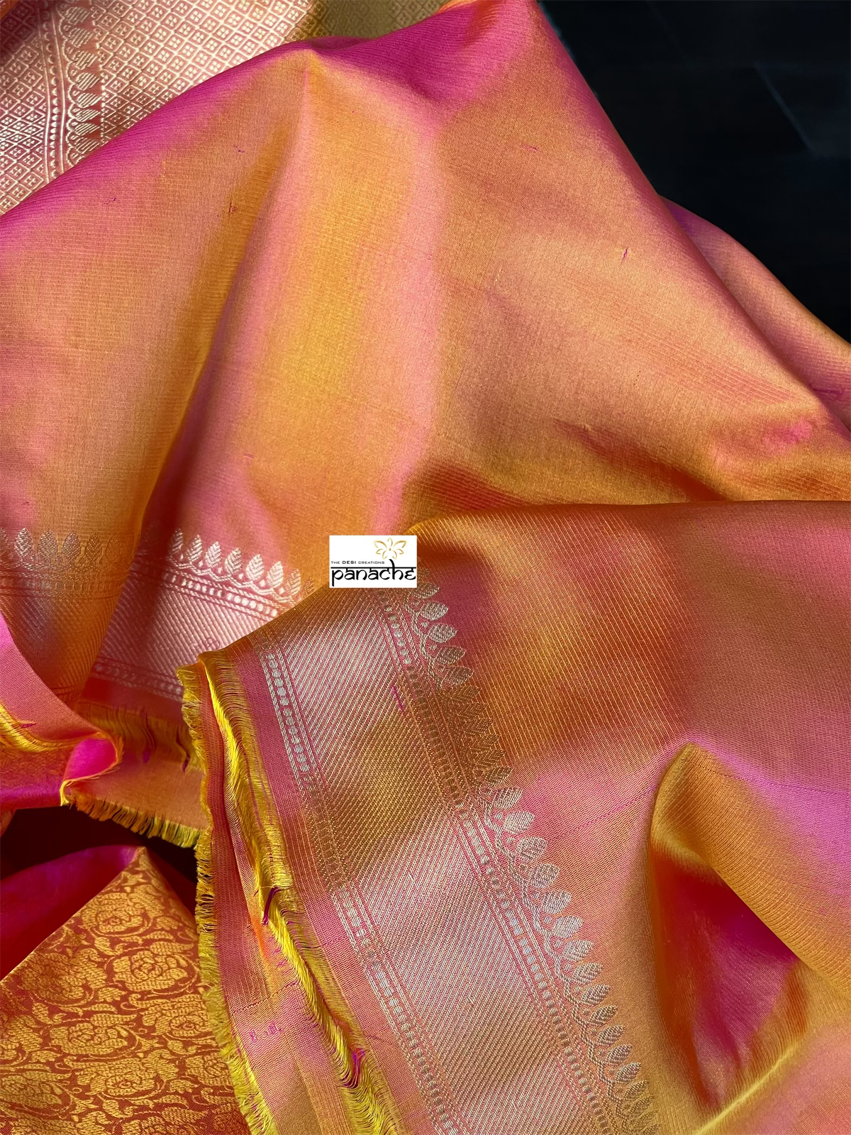 Katan Silk Tanchui Banarasi - Magenta Pink Antique Zari