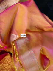 Katan Silk Tanchui Banarasi - Magenta Pink Antique Zari