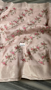Embroidered Linen Silk- Blush Pink