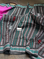 Pure Habaspuri Cotton Handloom - Magenta Black Teal Green
