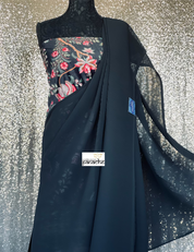 Designer Georgette Saree - Black