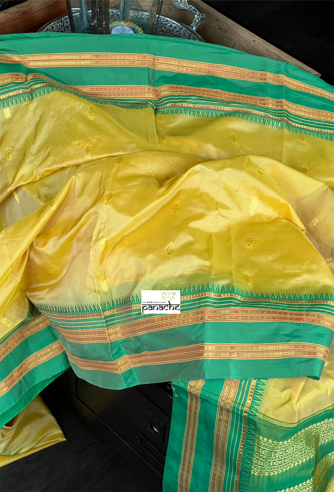 Gadwal Soft Silk - Yellow Green