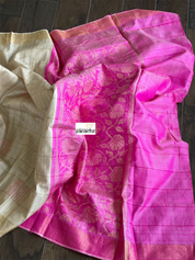 Tussar Silk - Beige Golden Pink