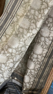 Maheshwari Cotton Silk Printed - Moss Grey Black