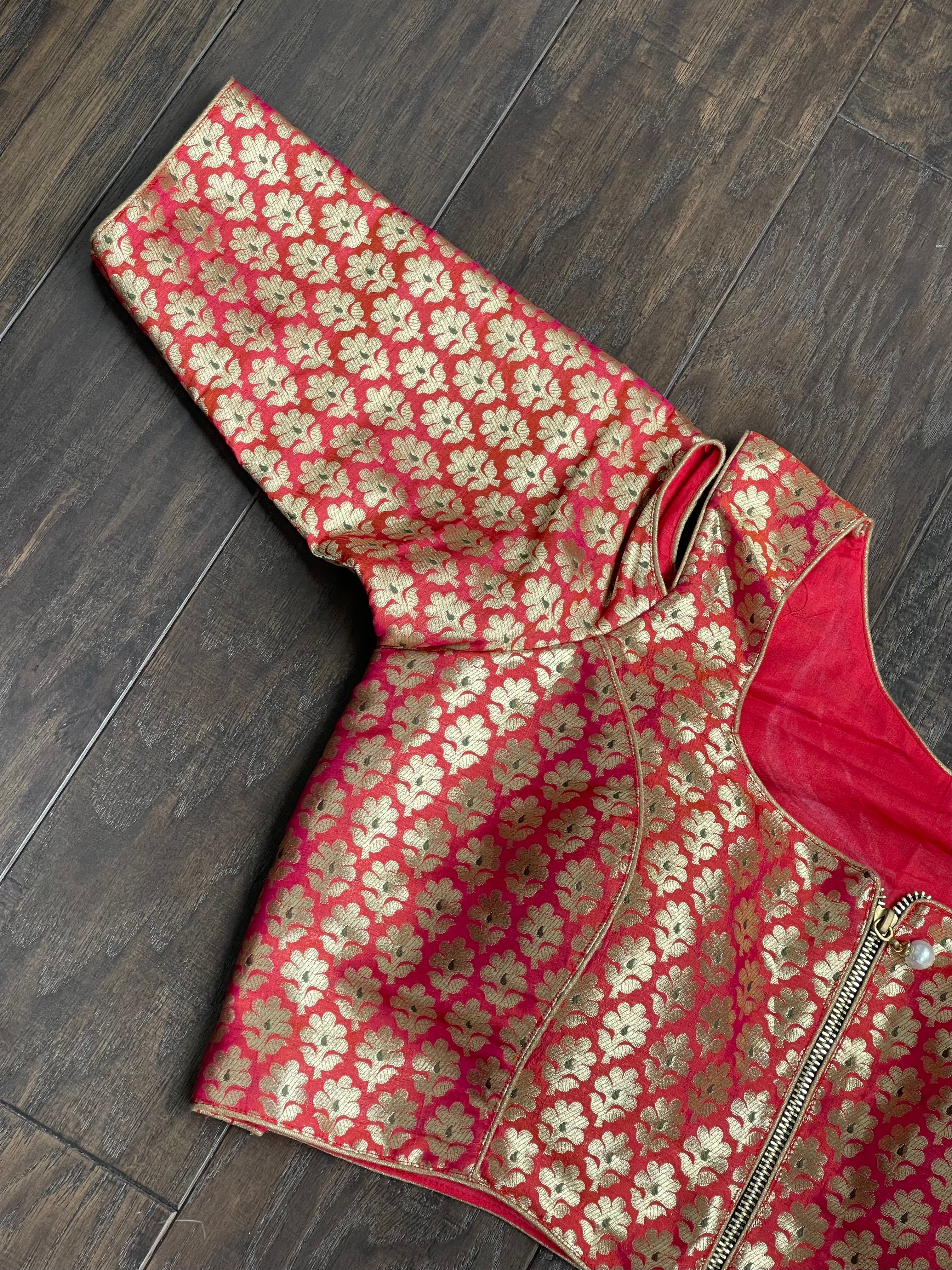 Designer Blouse - Pink Dual Shaded Cold Shoulder