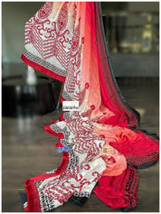 Designer Georgette Silk - Black Red Chiffon