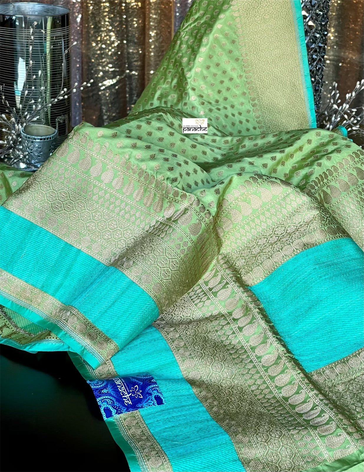 Pure Silk Katan Bootidaar Banarasi - Pista Green Kadhwa