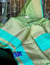 Pure Silk Katan Bootidaar Banarasi - Pista Green Kadhwa
