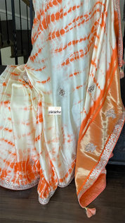 Designer Satin Silk - Tie-dye Orange