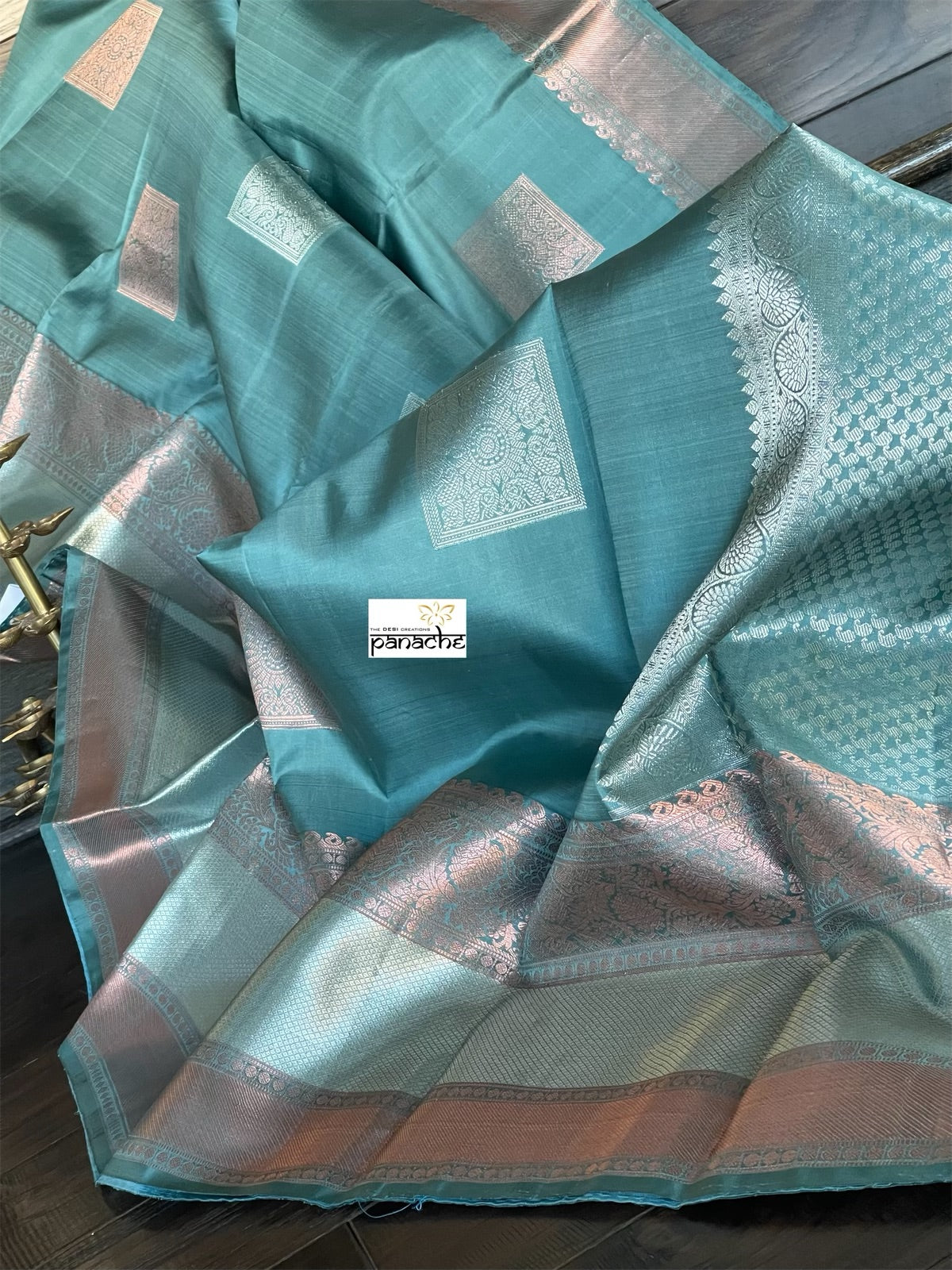 Silk Kanjivaram - Teal Grey