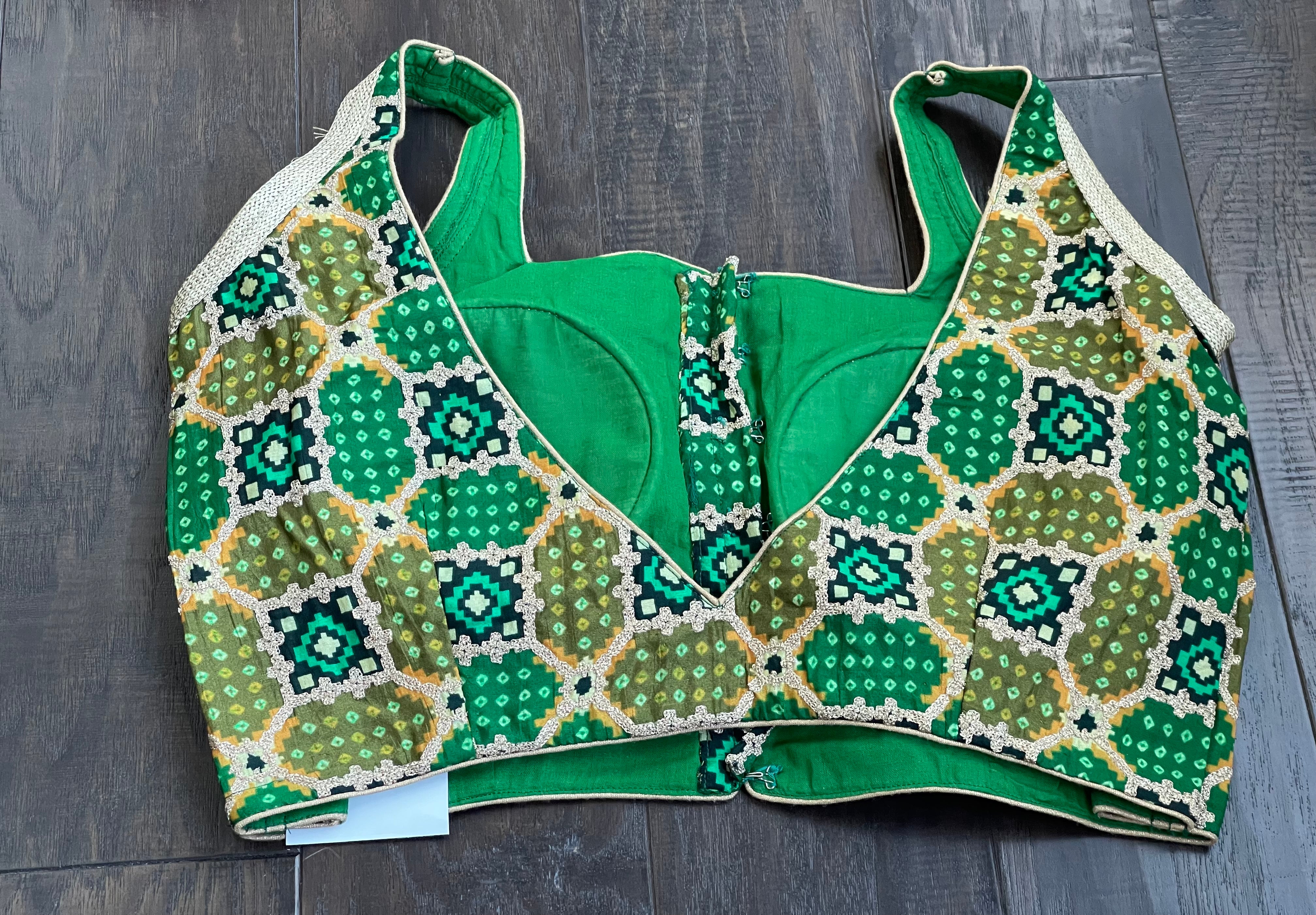 Designer Blouse - Green Black Woven