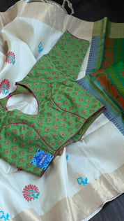 Designer Blouse - Green Meenakari