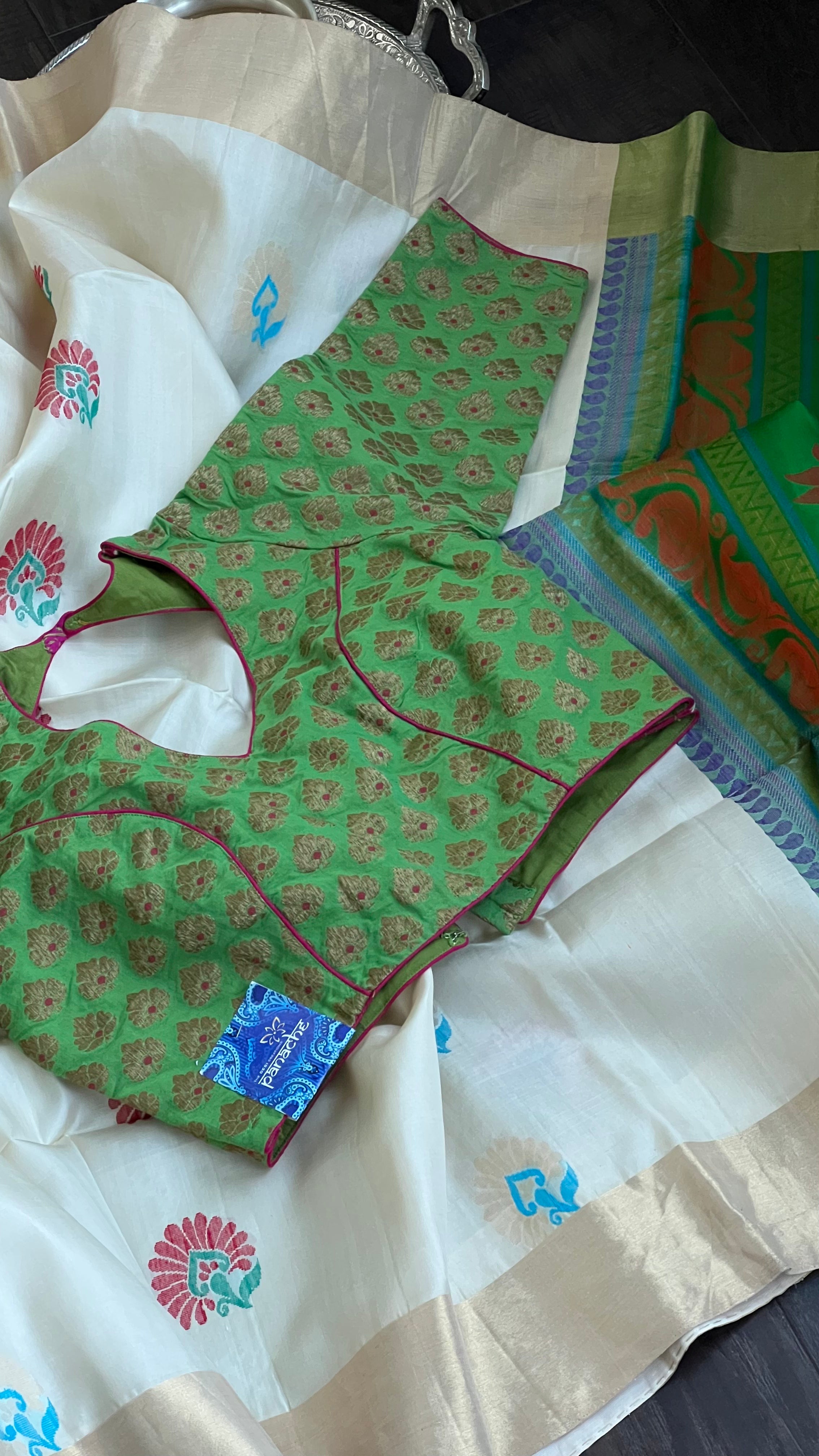 Designer Blouse - Green Meenakari