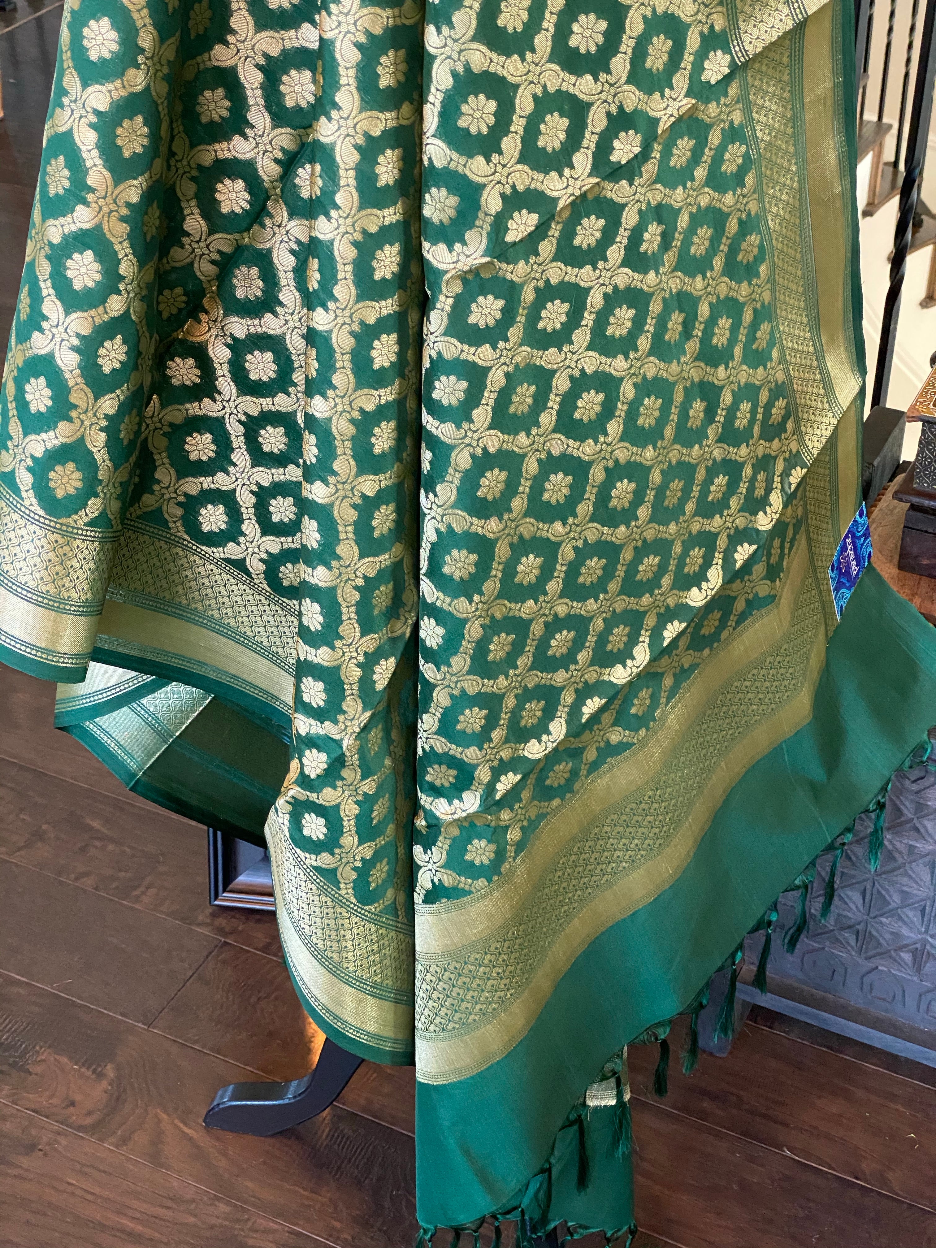 Silk Cotton Dupatta - Dark Green