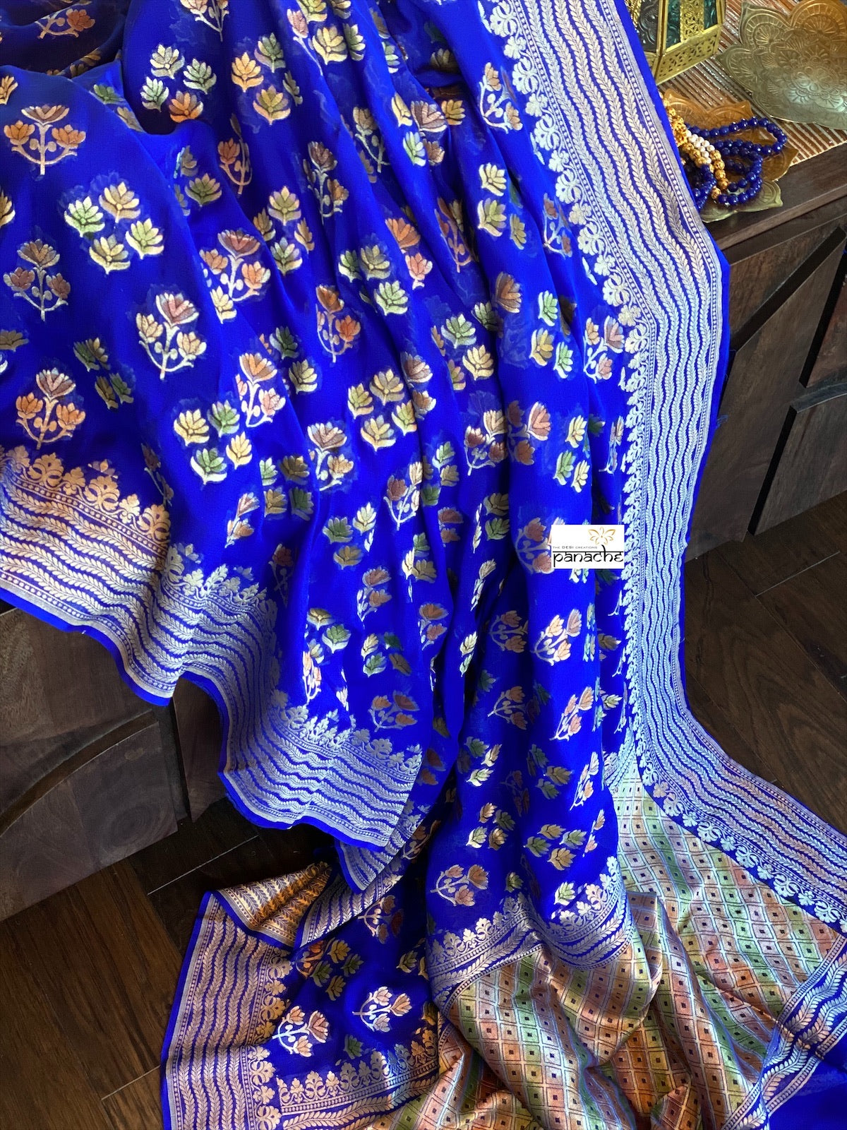 Khaddi Georgette Banarasi - Royal Blue Meenakari