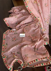 Designer Crepe Georgette Sequin Floral  - Dusty Pink