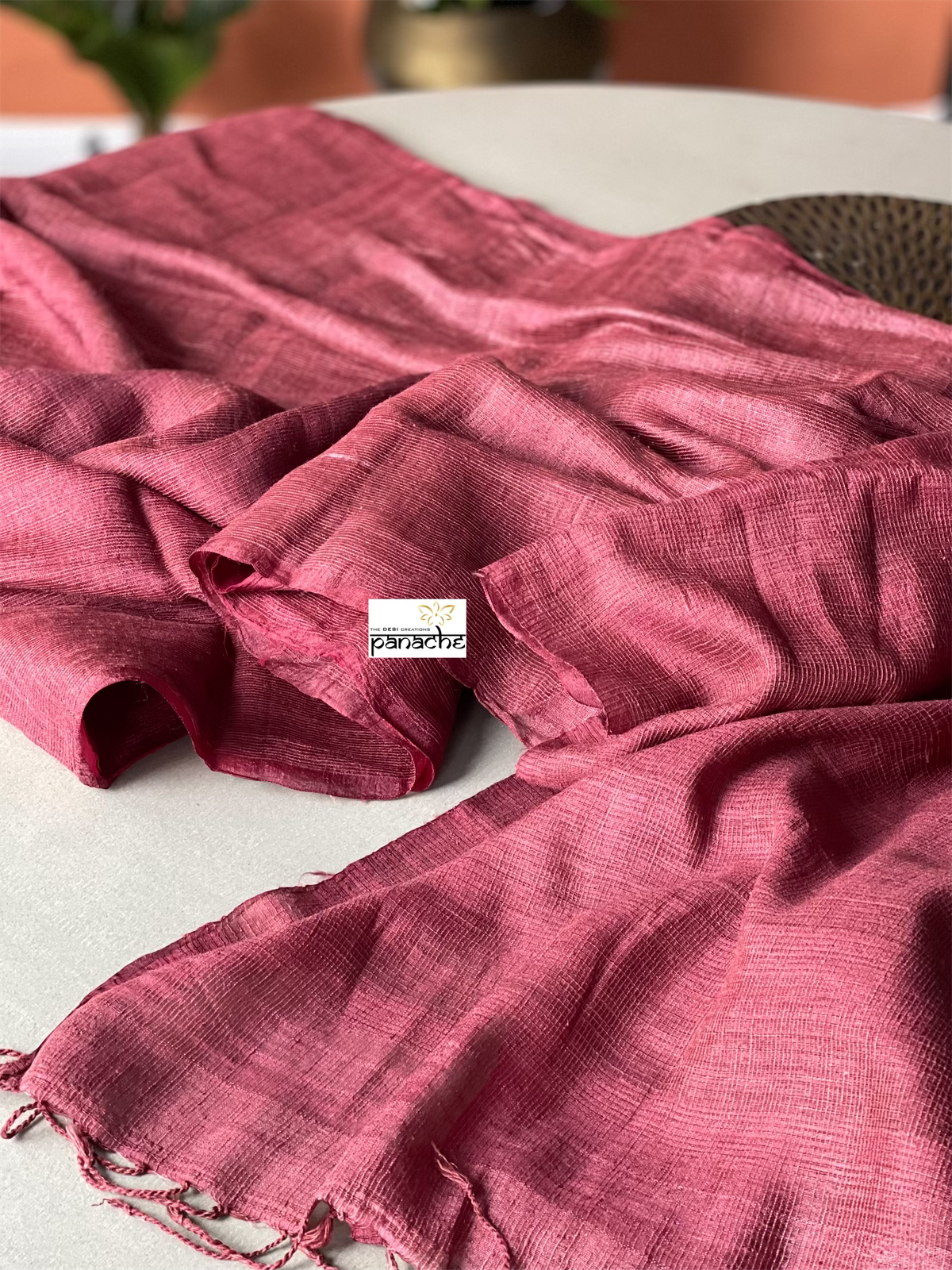 Borderless Tussar Silk - Maroon
