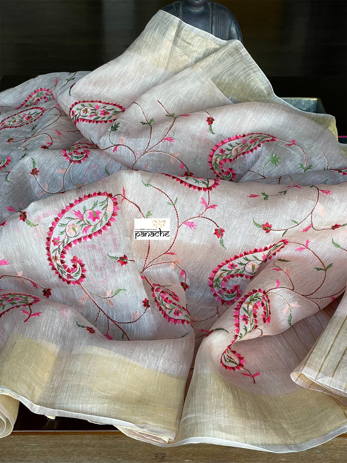 Embroidered Linen - Peach