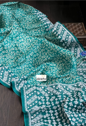 Pure Tussar Silk - Sea Green Embroidered
