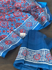 Pure Murshidabad Silk - Blue Printed