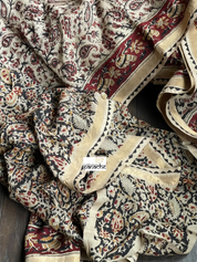 Nellore Silk Kalamkari  - Wheat Beige Paisley