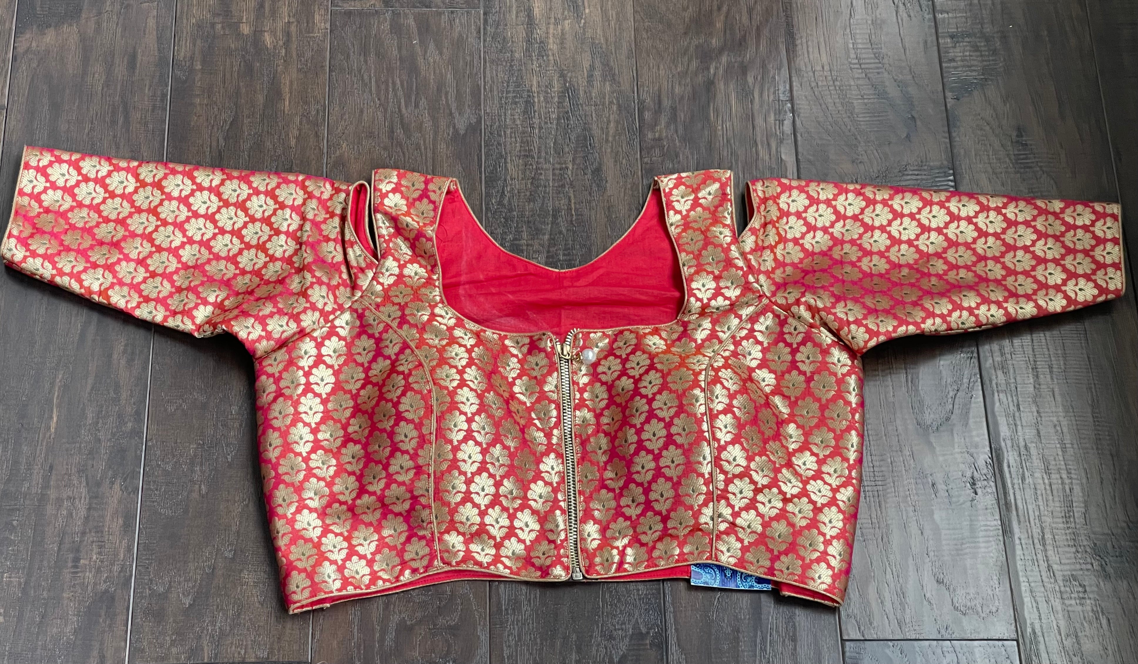 Designer Blouse - Pink Dual Shaded Cold Shoulder