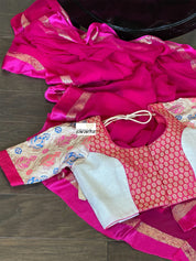 Designer Blouse - Offwhite Magenta